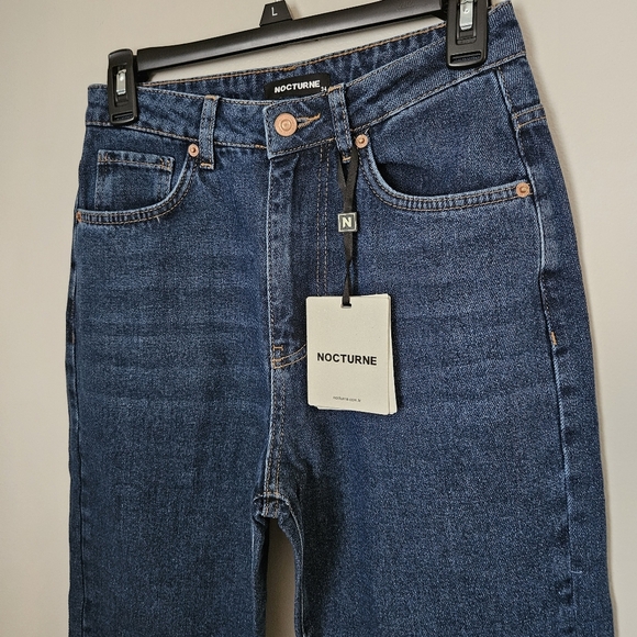 Nocturne Jeans Dark Blue High-Waisted Neutral Solid Classic Casual - Picture 2 of 11